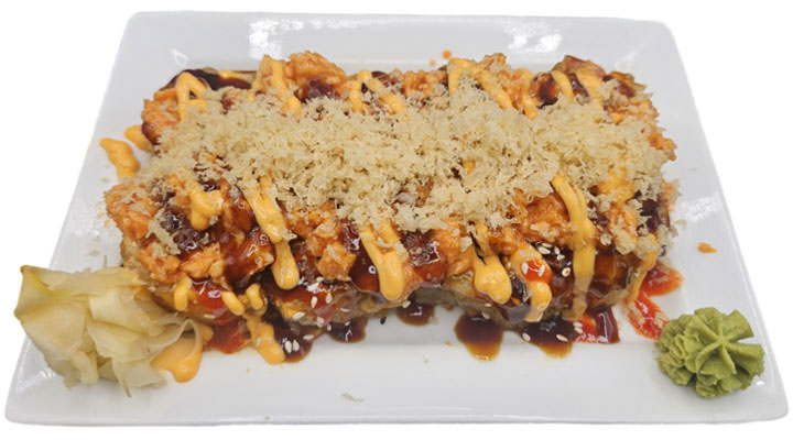#25 Spicy Salmon Crunch Roll